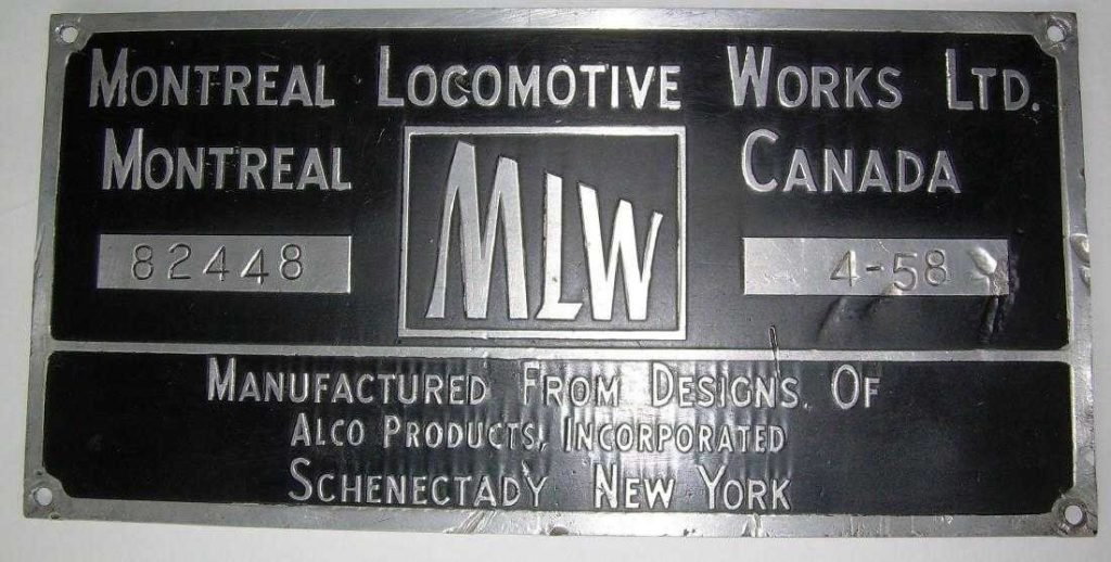 AD-51 – Montreal Locomotive Works Builders Plates – Late – Highball ...